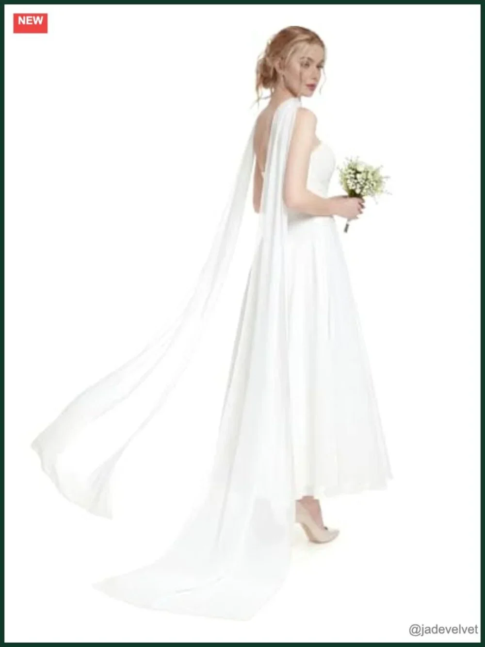 Bridal Chiffon Long Scarf Wedding Veil Wrap for Ceremony Evening Dress Portrait